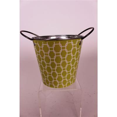 Lattice Tin Planter 4.5x4.5" Green