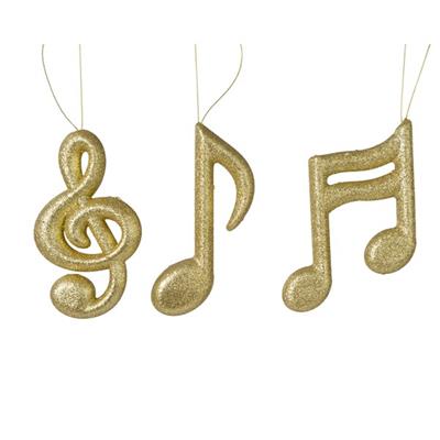 Glit. Music Notes Orn Gold