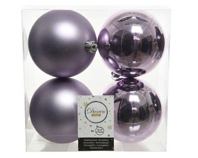 Shatterproof Ball 100mm x4 Frosted Lilac Ast