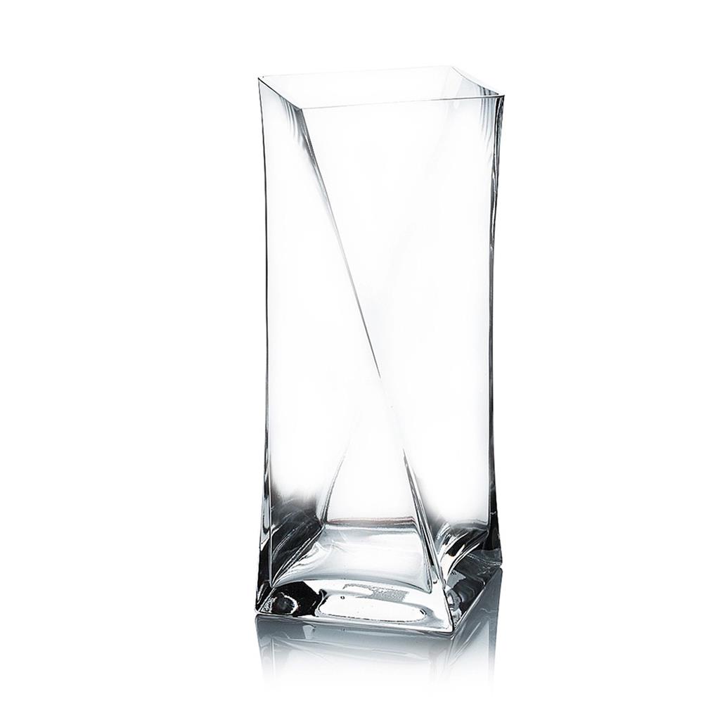 Twist Block Vase 4"x 10" Clear