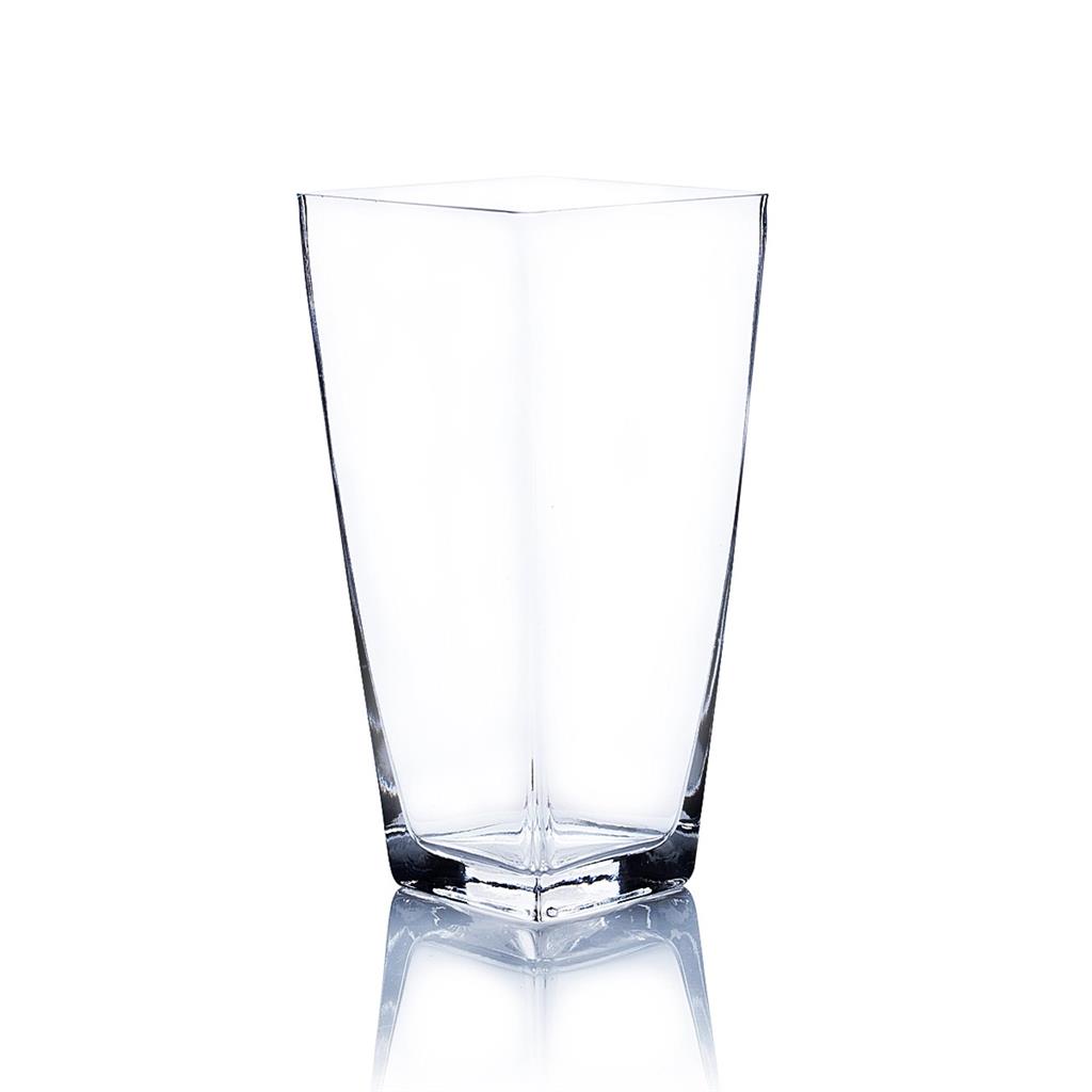 Tapered Sq Vase 5"x 10" Clear