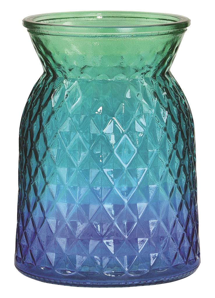 Ombre Geo Glass Vase 6.25" Blue/Green