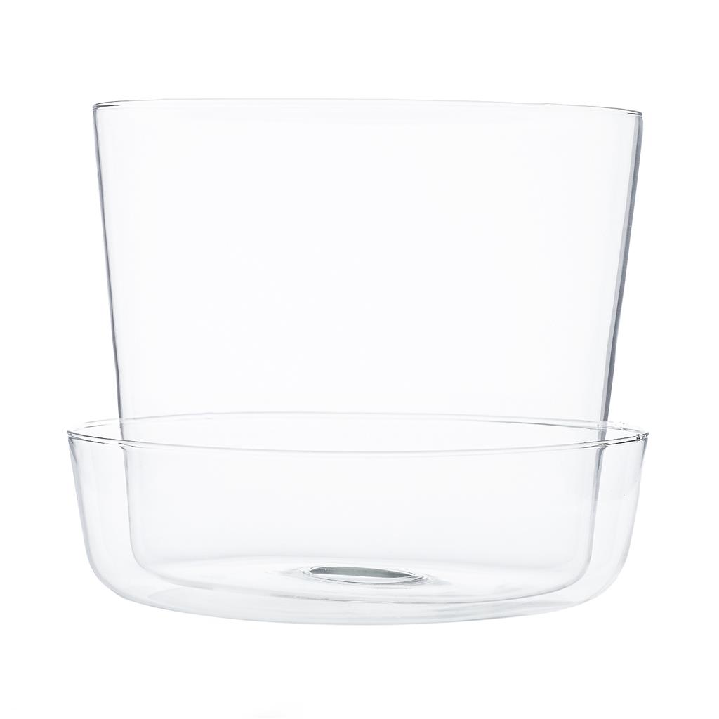Glass Pot w/Saucer 6.25"x 5"
