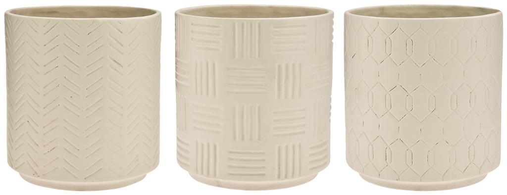 Asst. Emb. Ceramic Pot 6.5" White