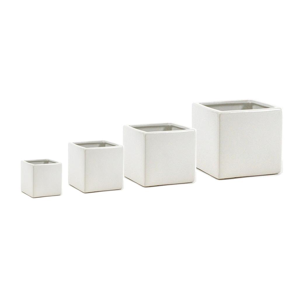 Ceramic Cube 5.5"x 5" Glossy White