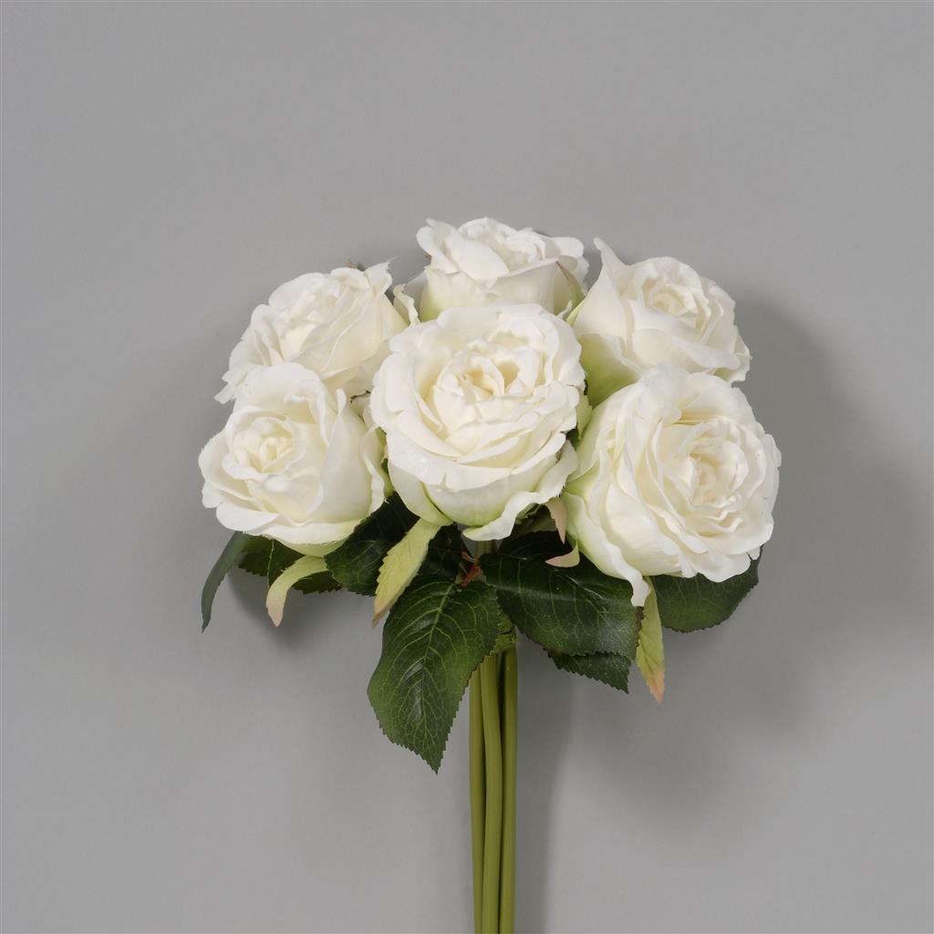 Rose Bouquet x6 11" Cream