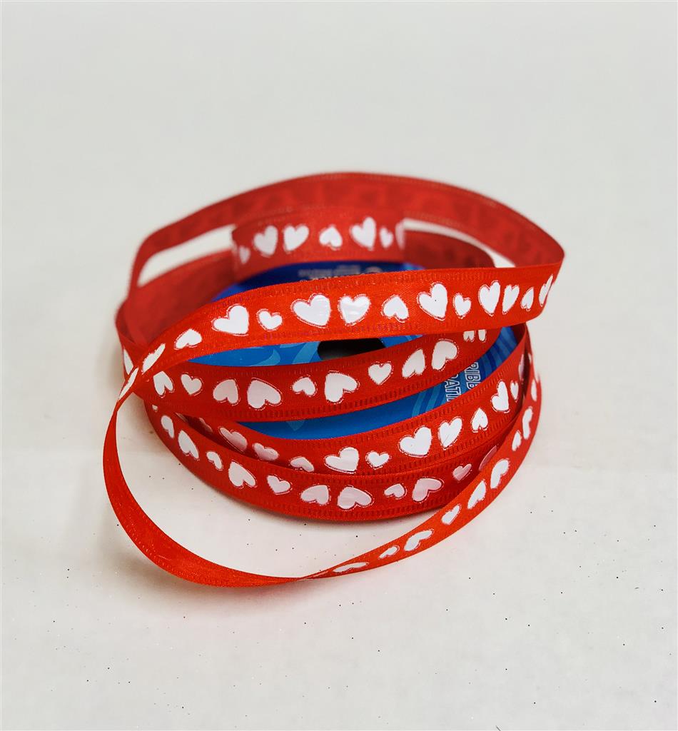 #3 LUV Ribbon 10yd Red/White