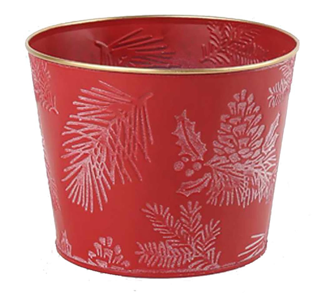 Pine Tree Forest Pot 6.5 x 5" Red