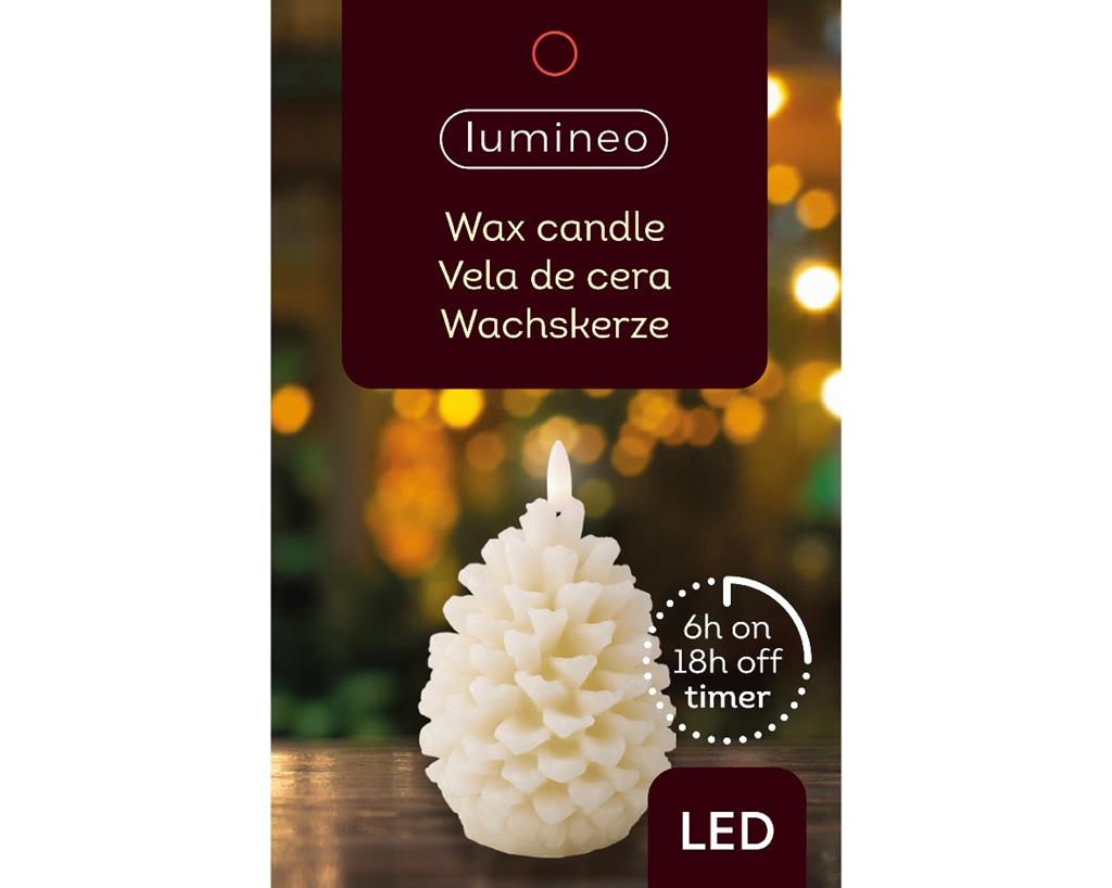 LED Wax Lg Pinecone Candle Cream/Warm