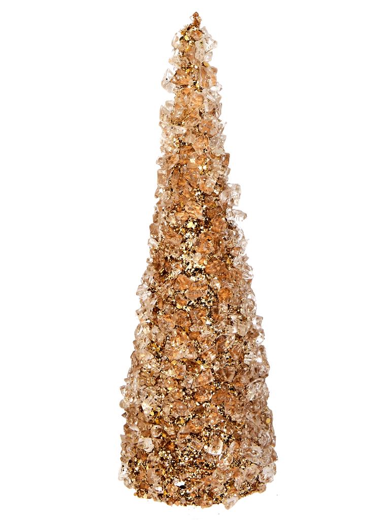 Metallic Chunky Iced Cone Tree 12" Gold