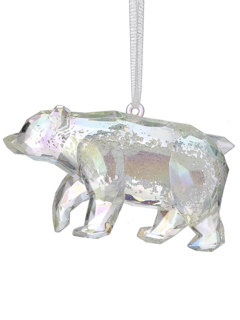 Acrylic Polar Bear Orn. 4.1" Clear