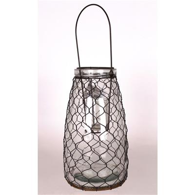 Glass Lantern w/Wire 10.5"
