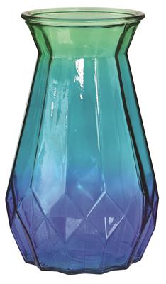 Ombre Geo Glass Vase 9.75" Blue/Green