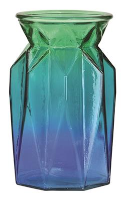 Ombre Geo Glass Vase 7" Blue/Green