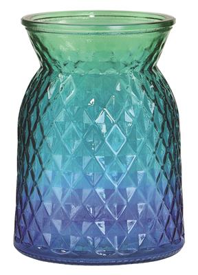 Ombre Geo Glass Vase 6.25" Blue/Green