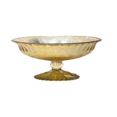 Pedestal Bowl w/lines7"Gold