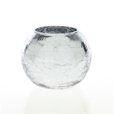 Crackle Sphere 6.25"x5" Silver