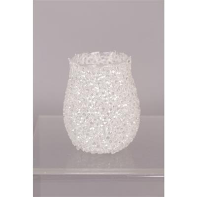 Feather Vase Glass 4x3" White