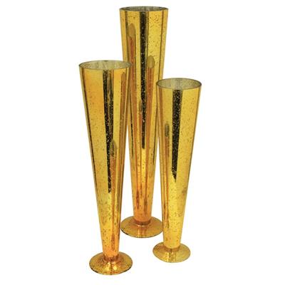 Wide Crown Vase 28"" Gold