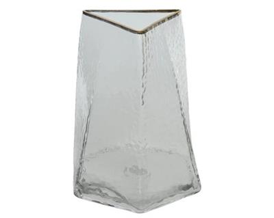 Hex/Tringle Glass Vase 6" Clear