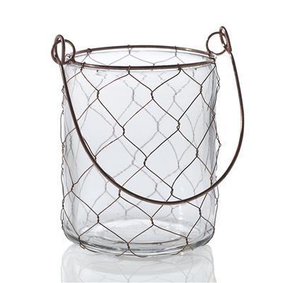 Caged Hanging Votive 2.5"x 3.25" RsGld Wire