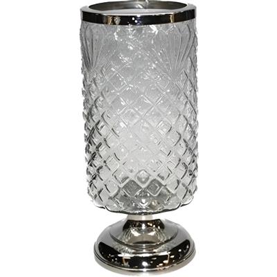 Embossed Footed Urn 10"x 5" Silver
