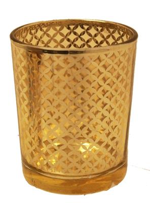 Lattice Glass Votive 2.5" Gold