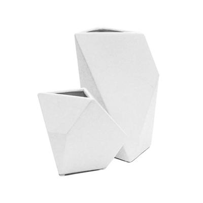 Chic Geometry Vase 6" White
