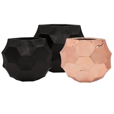 Geometric Vase 8 x 9" Black