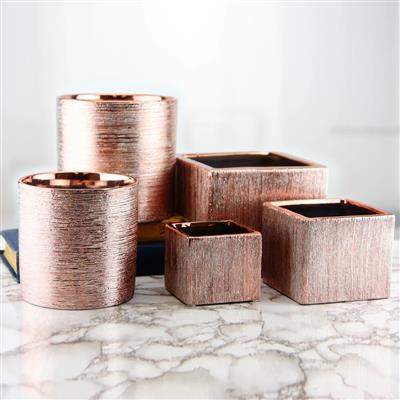 Etched Cube 6.25"x 5.5" Rose Gold