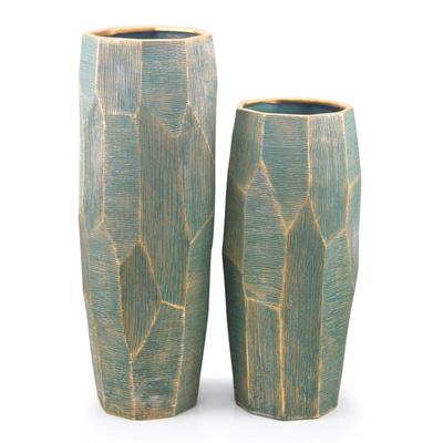 Engrave Geo Vase 6"x 6" Green