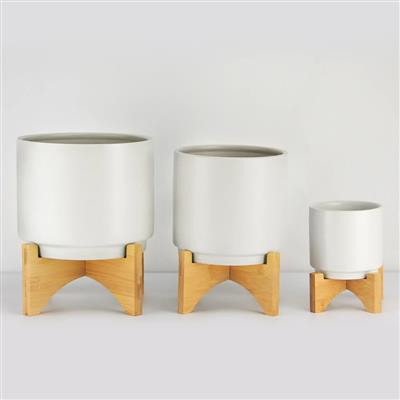 Pot on Stand 7.5"x 6.25" White
