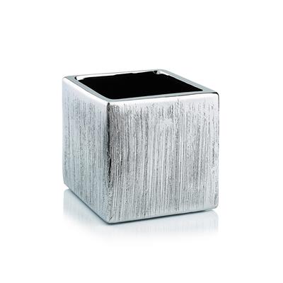 Etched Lines Cube 3.75"x 3.75" Silver 