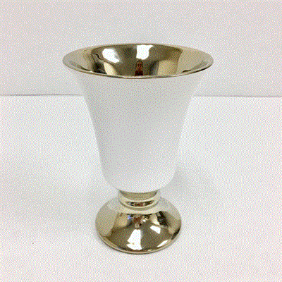 Pedestal Urn Vase 5.5" Gld/Whi