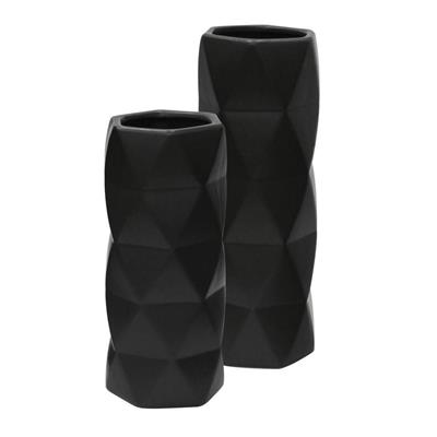 Hexa Vase 6.5 x 7.75" Black