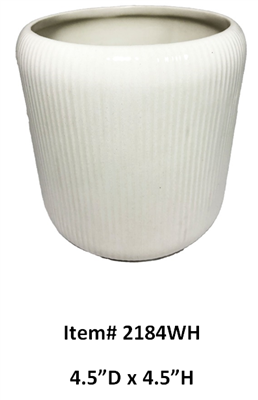 Lined Pot 4.25"x 4.5" White