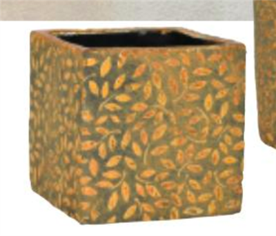 Gold Leaf Design Cube 4" Gold
