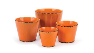 Crackle Pot 4.25"x 4" Orange