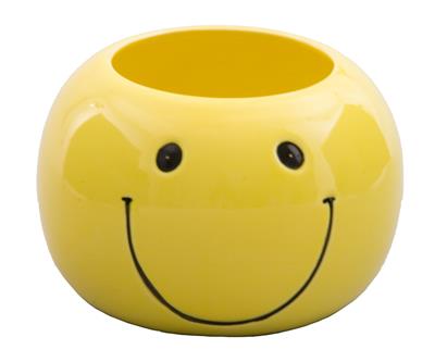 Round Smiley Face Plntr. 6.5" Yel