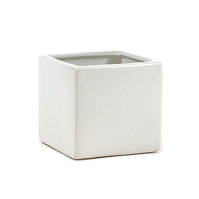 Ceramic Cube 6.5"x 6" Glossy White