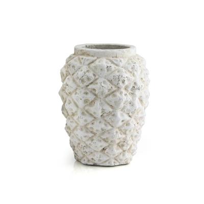 Pineapple Vase 9"h x 4 op White