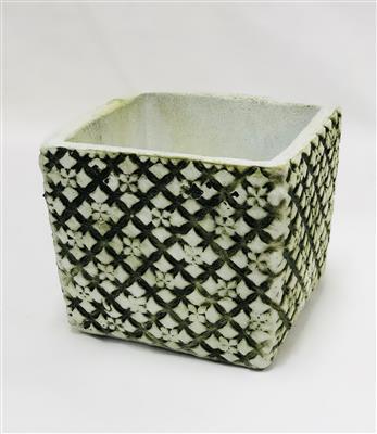 Cement Dsgn Cube 4" Gr/Wh
