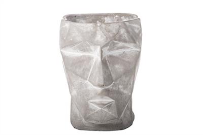 Man's Head Cement Pot 7"x 8.75" Gray