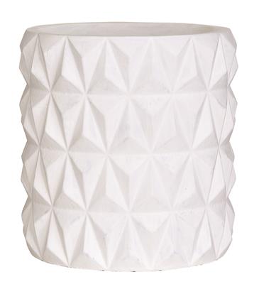 Cement Triange Design Pot 3.25" White