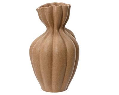 Stoneware Vase 6.7x11.7" Brown