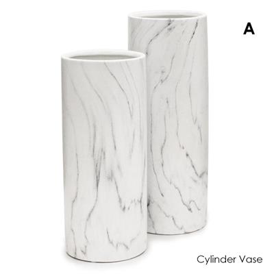 Marble Cylinder 12x5" Whi