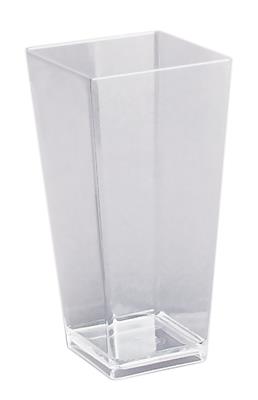 9" Tapered Sq. Plast. Vase Clear