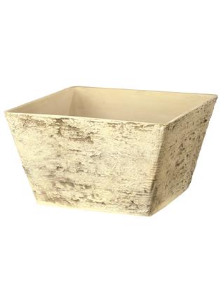 Aged Sq. Taper Planter 15.5"x 9" Country White