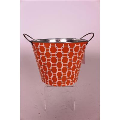 Lattice Tin Planter 5.25x6.5" Orange