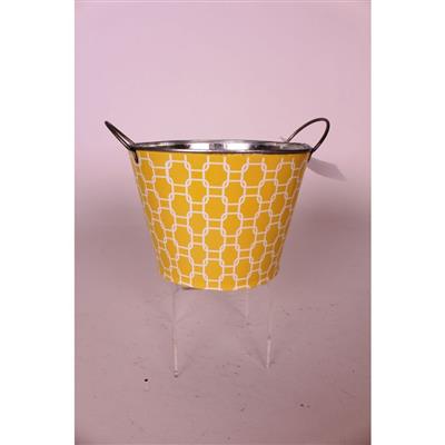 Lattice Tin Planter 5.25x6.5" Yellow